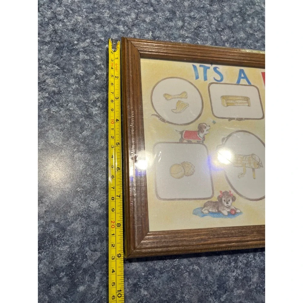 Vintage Its A Dogs Life Pet Collage Picture Frame Wood Wall Decor 8x16 USA